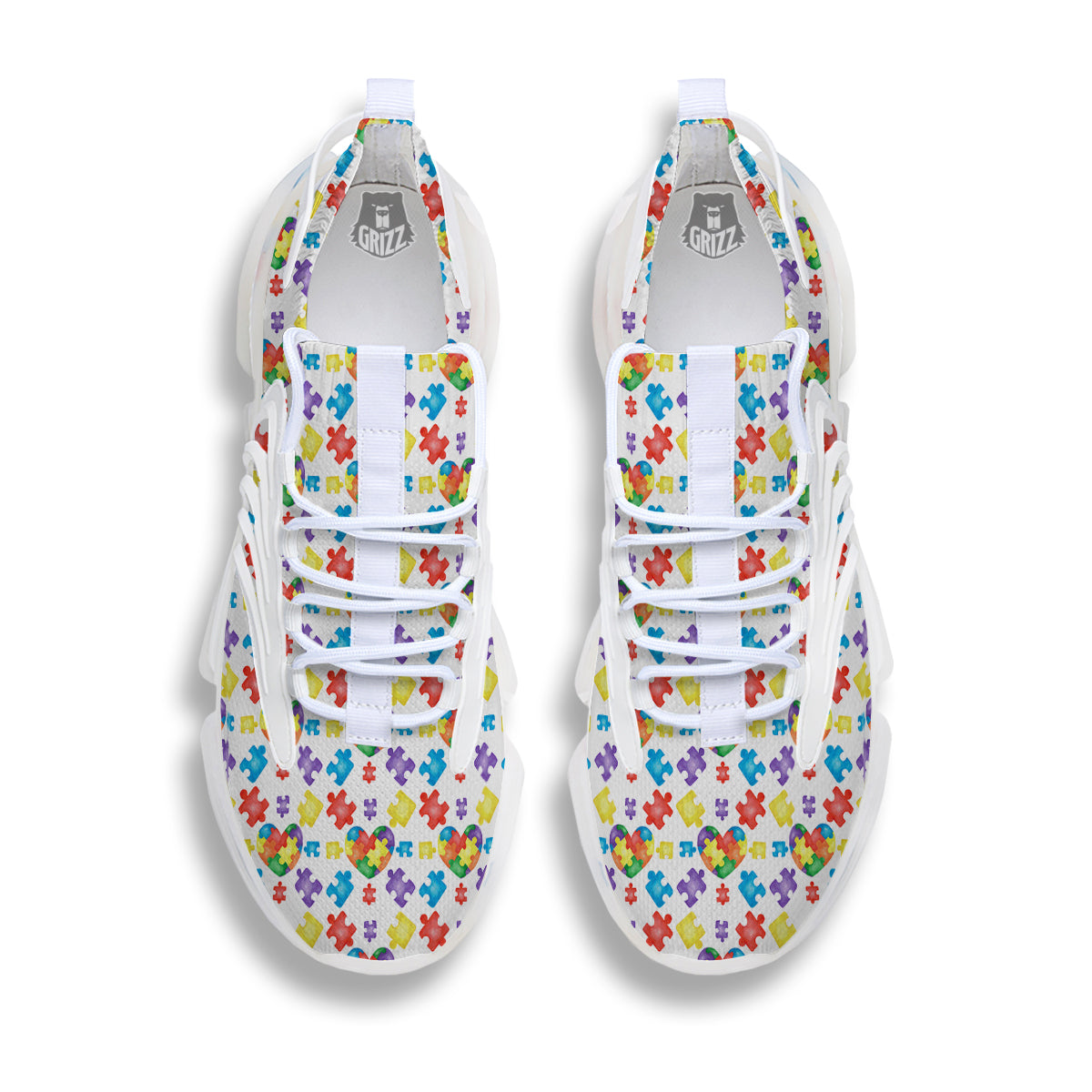 Autism Awareness Print Pattern White Gym Shoes-grizzshop