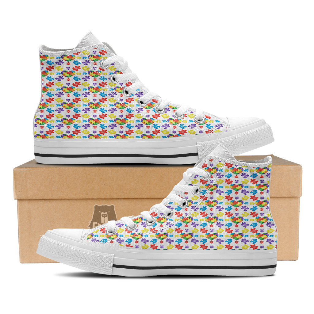 Autism Awareness Print Pattern White High Top Shoes-grizzshop