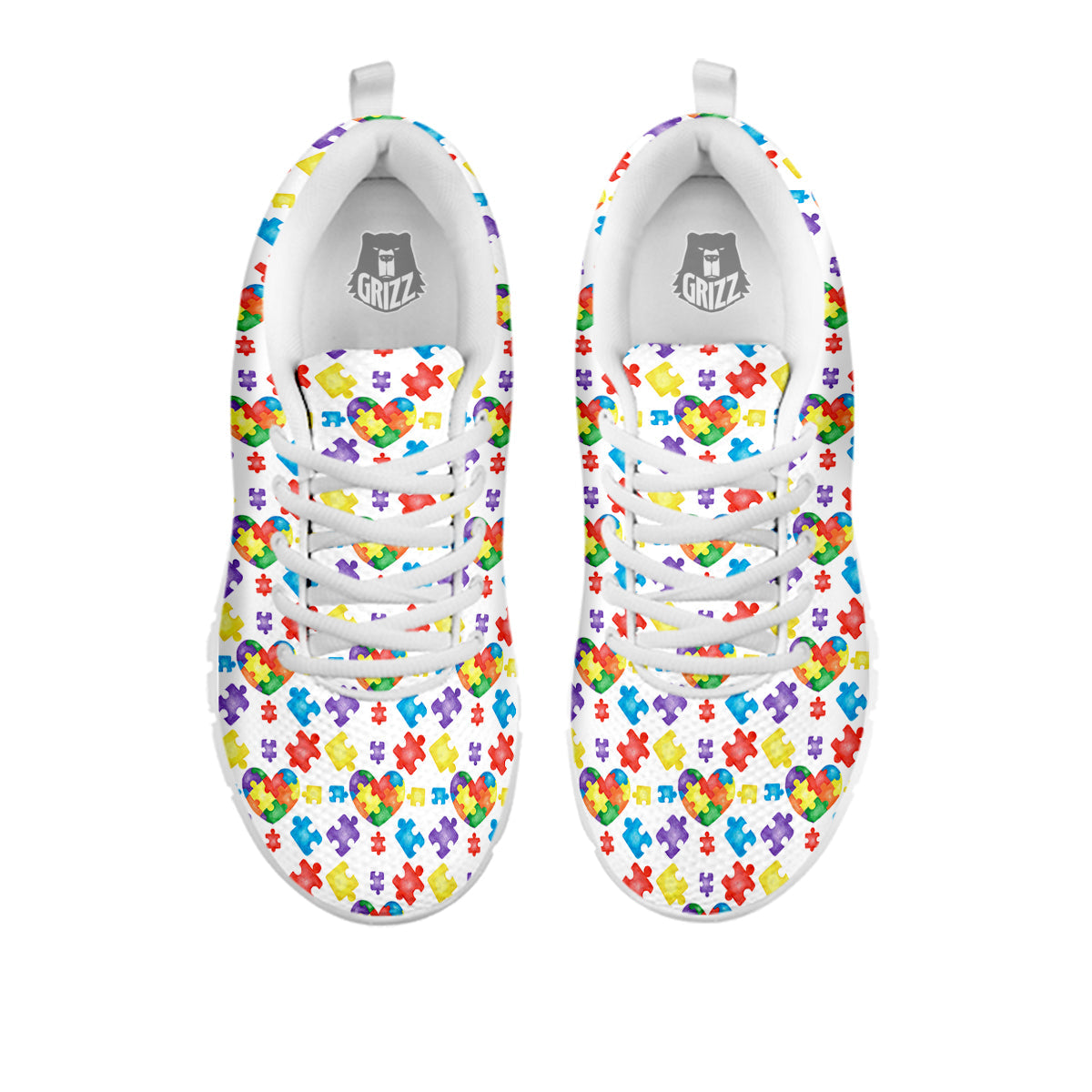 Autism Awareness Print Pattern White Sneaker-grizzshop