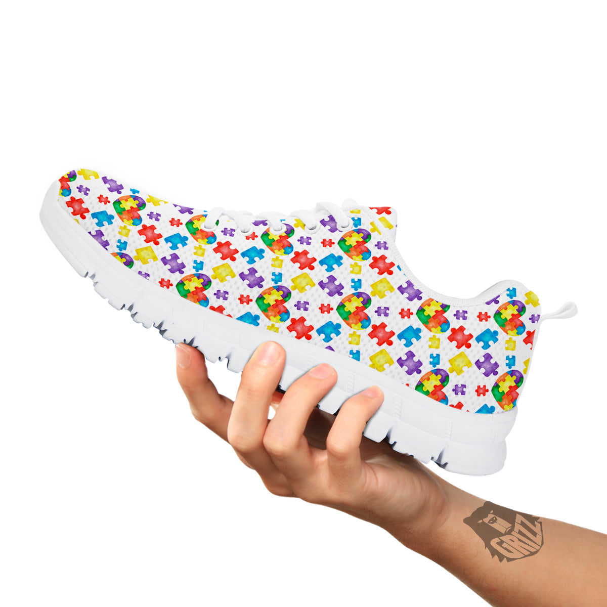 Autism Awareness Print Pattern White Sneaker-grizzshop