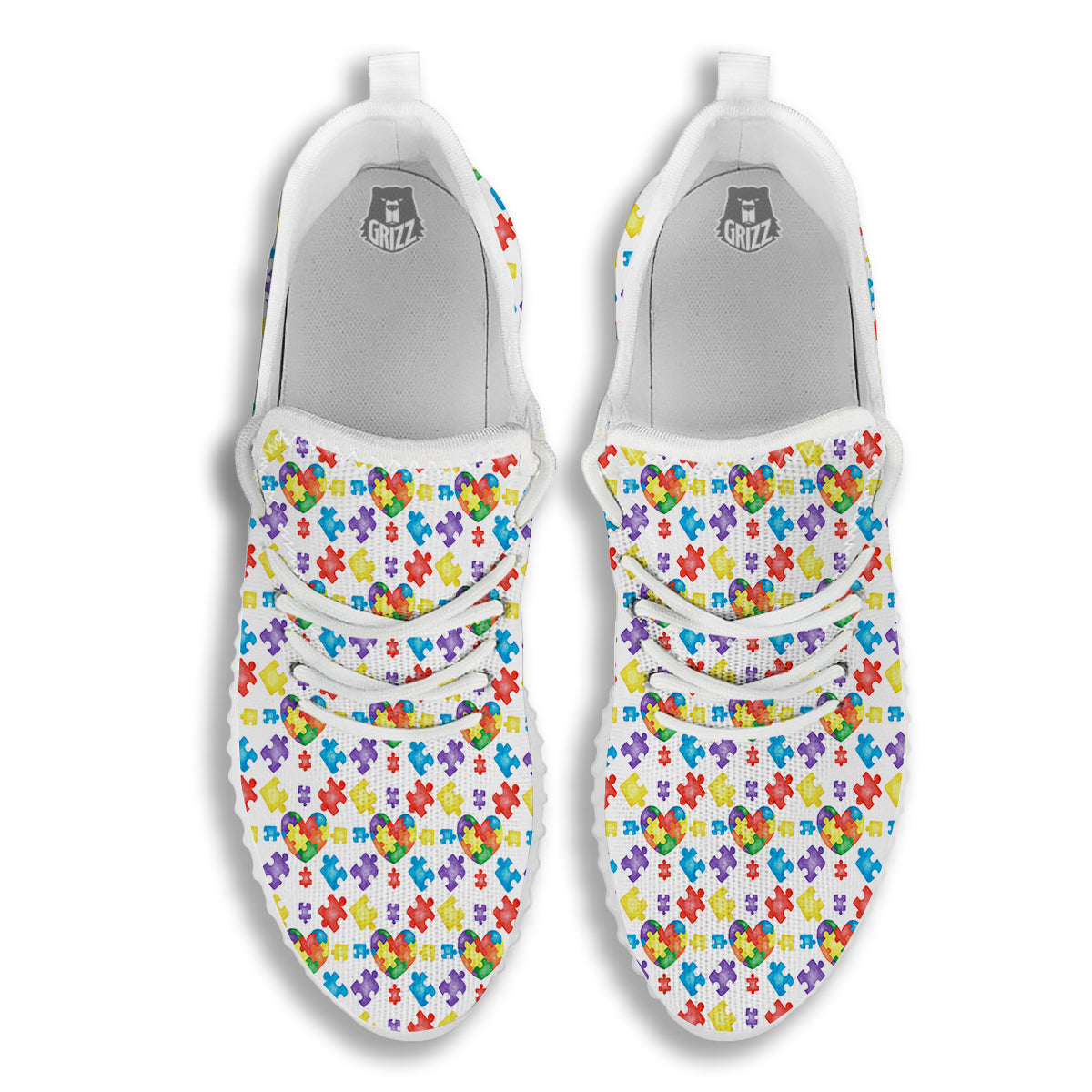 Autism Awareness Print Pattern White Walking Shoes-grizzshop