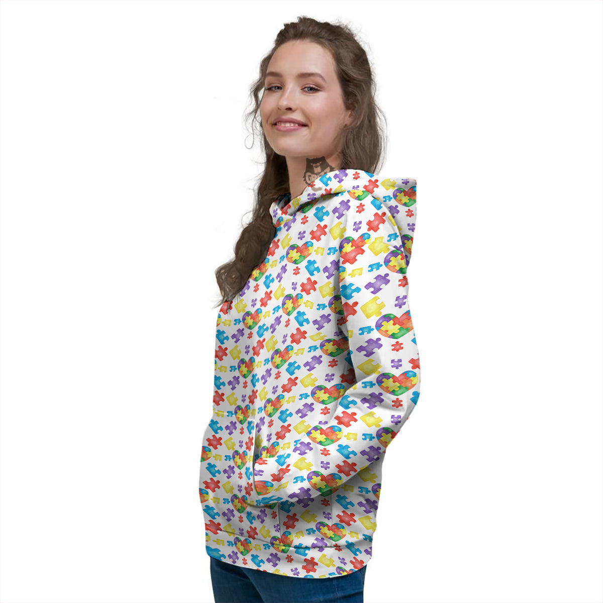 Autism Awareness Print Pattern Women's Hoodie-grizzshop
