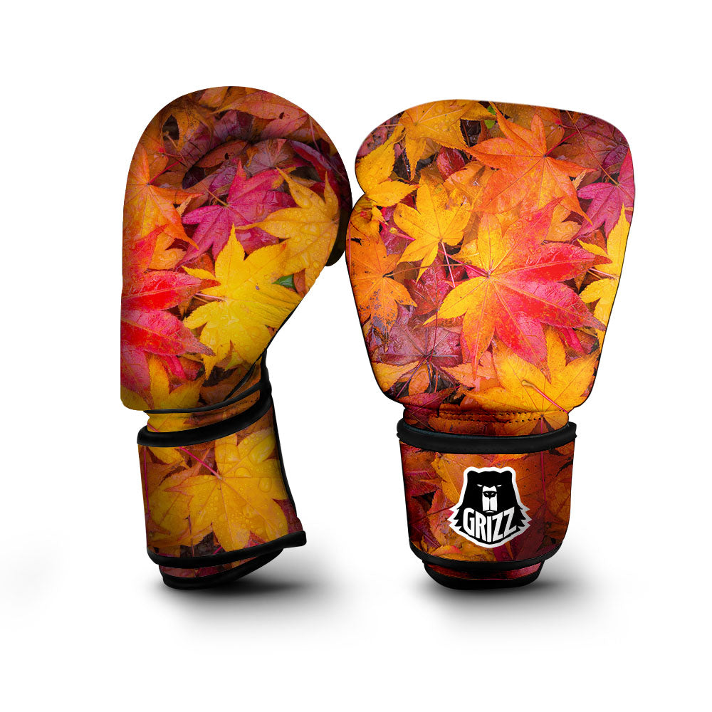 Autumn Leaves Print Boxing Gloves-grizzshop