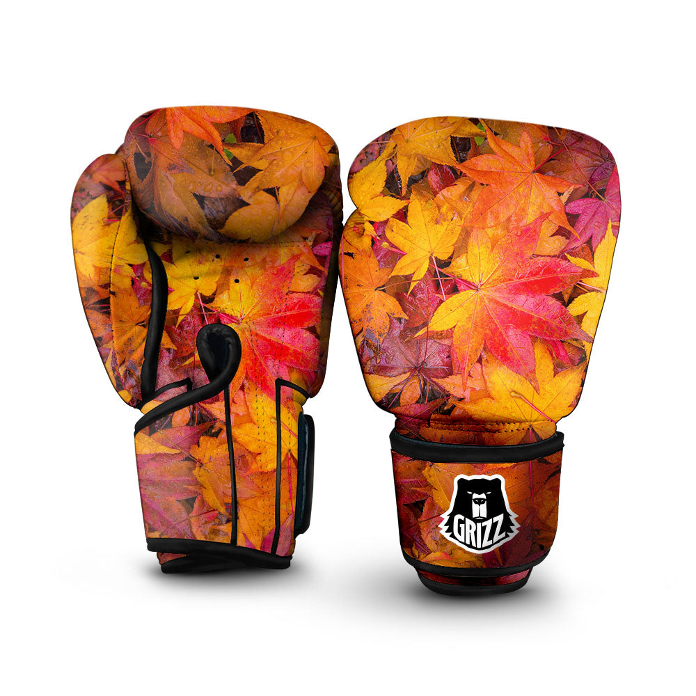 Autumn Leaves Print Boxing Gloves-grizzshop