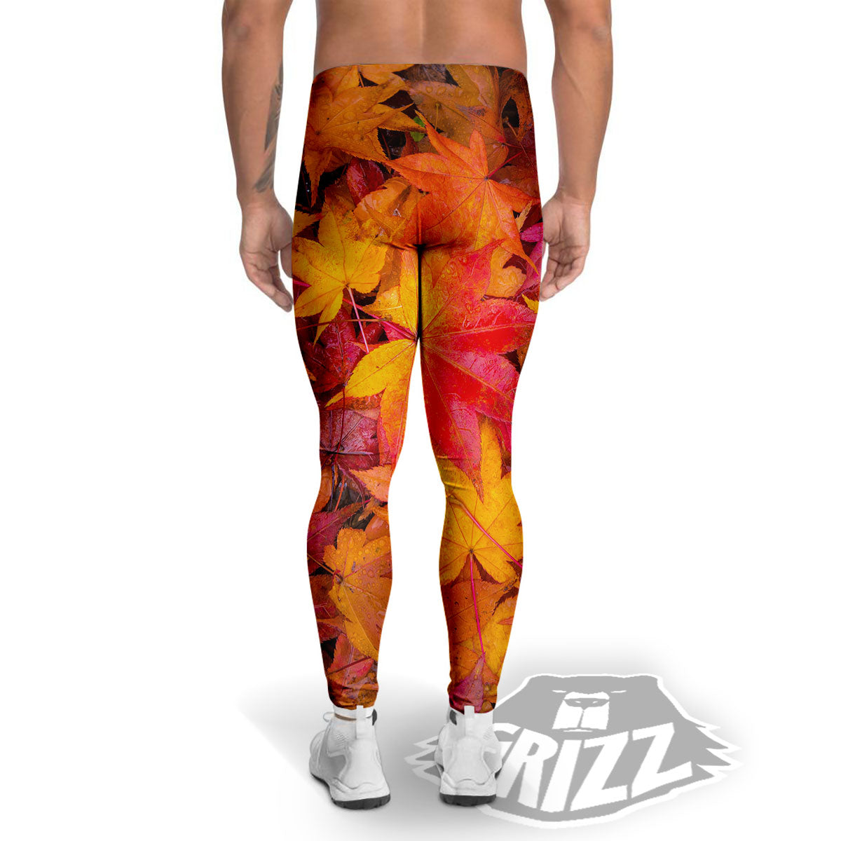 Autumn Leaves Print Men's Leggings-grizzshop