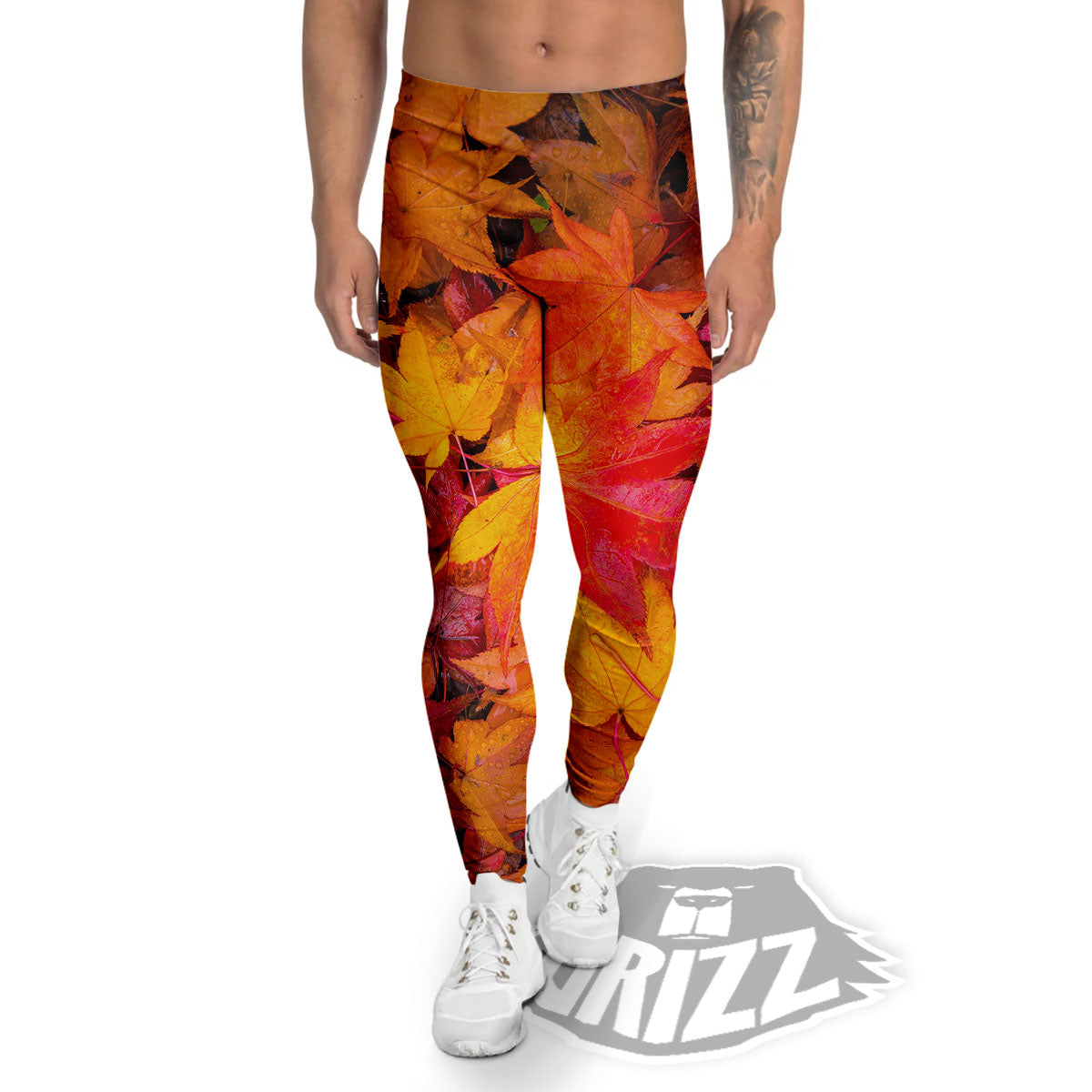 Autumn Leaves Print Men's Leggings-grizzshop
