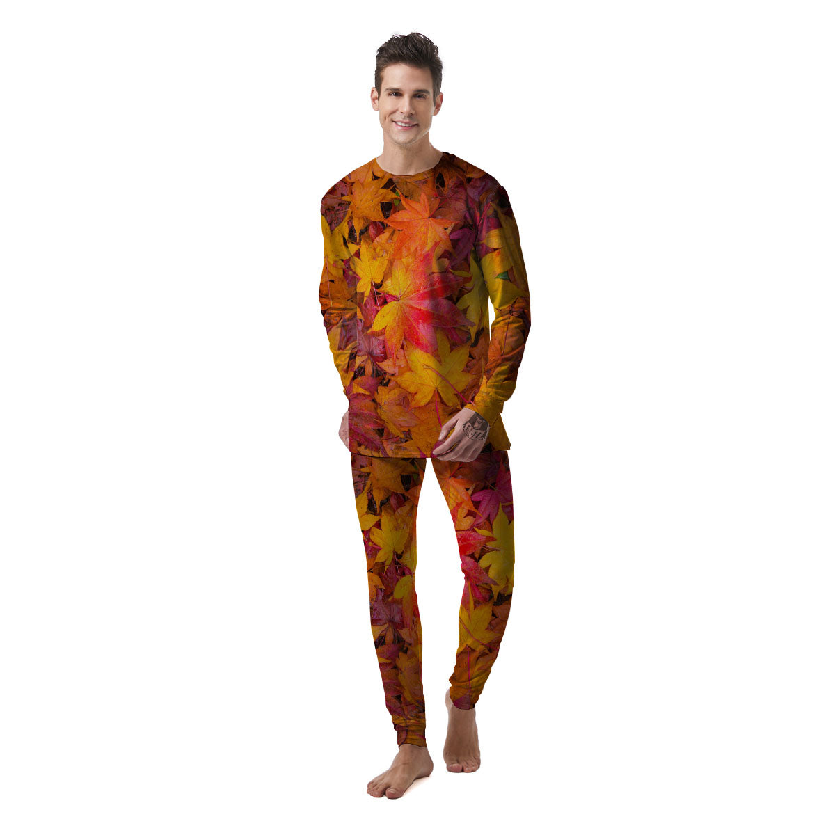 Autumn Leaves Print Men's Pajamas-grizzshop