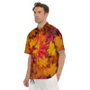 Autumn Leaves Print Men's Short Sleeve Shirts-grizzshop