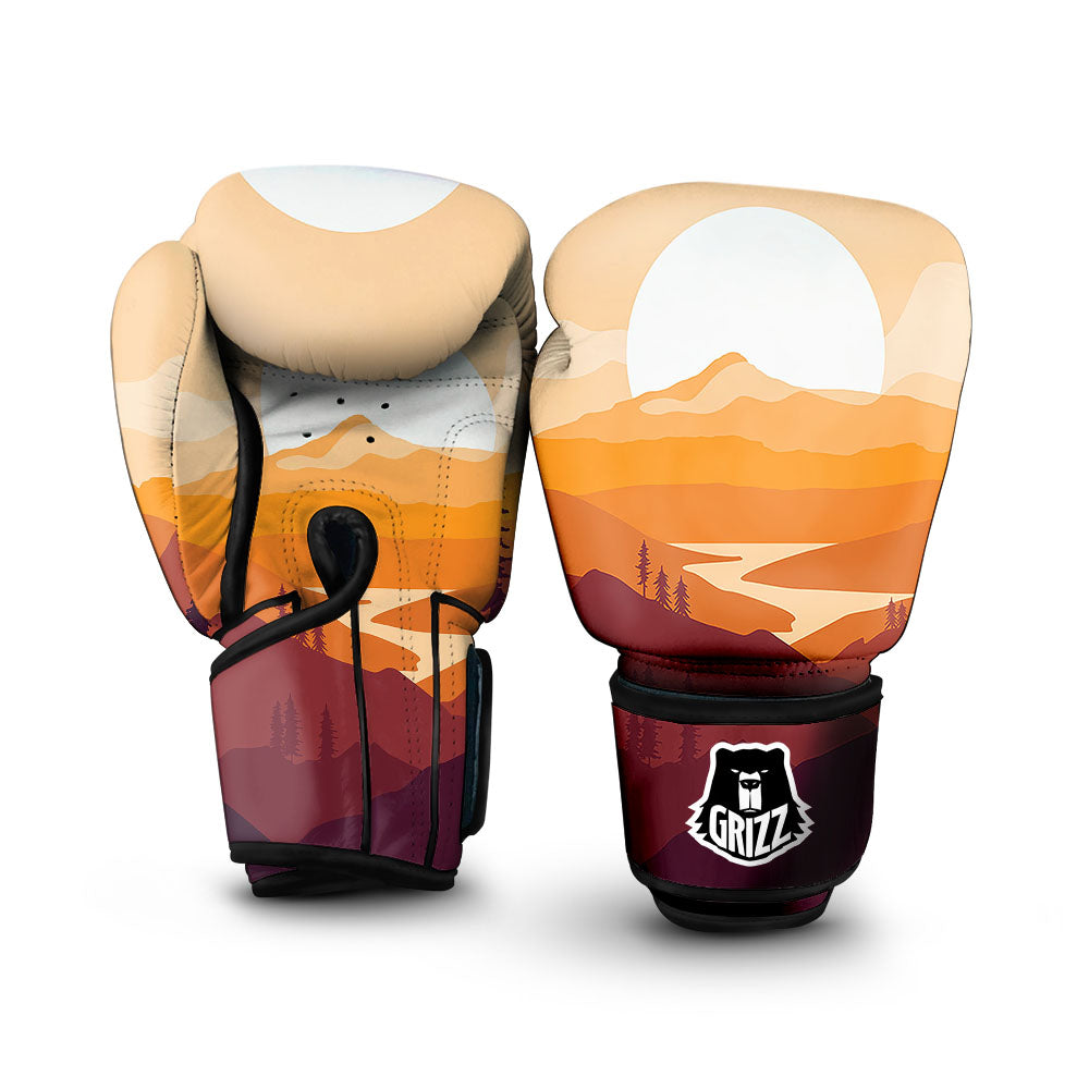 Autumn Mountains Sunset Print Boxing Gloves-grizzshop