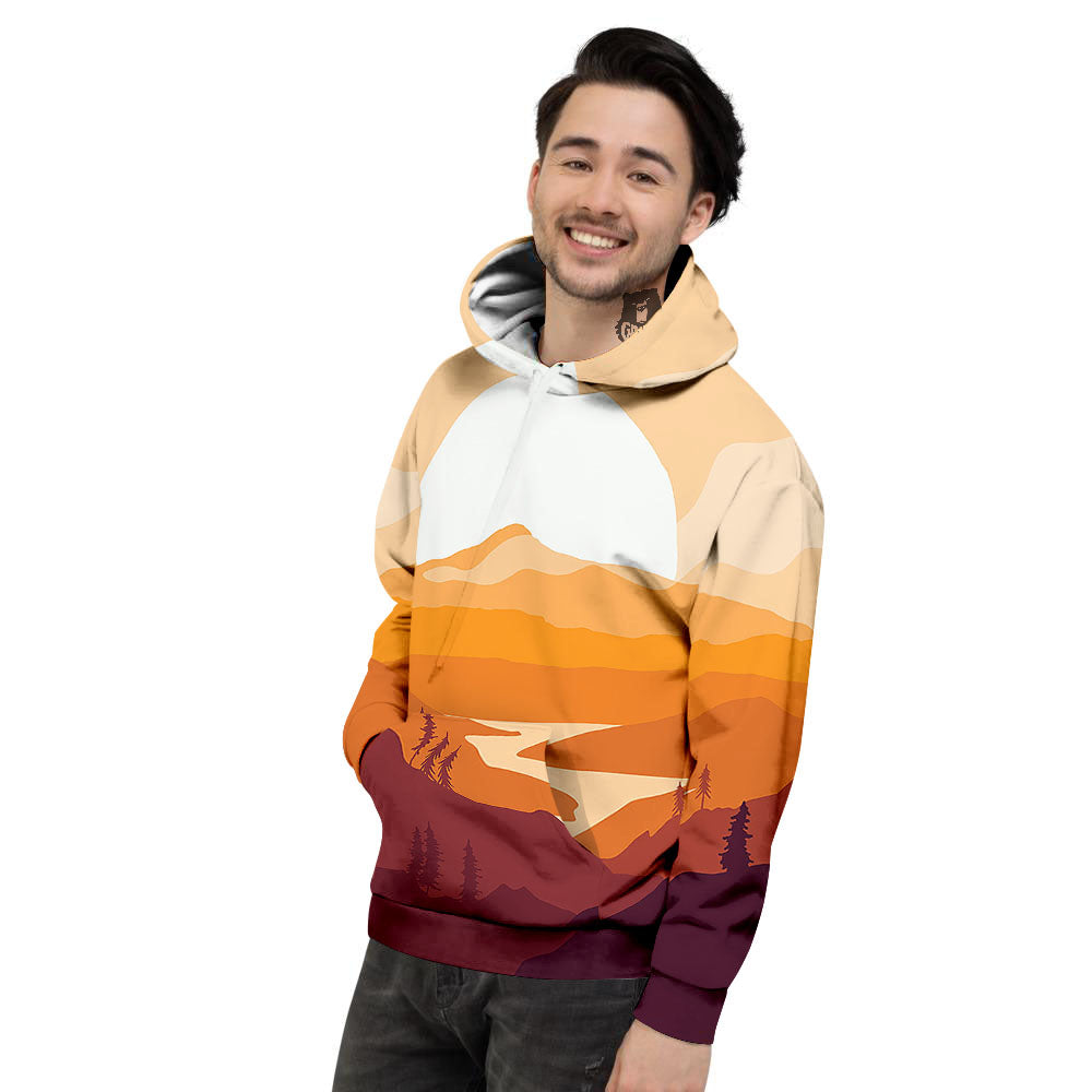 Autumn Mountains Sunset Print Men's Hoodie-grizzshop