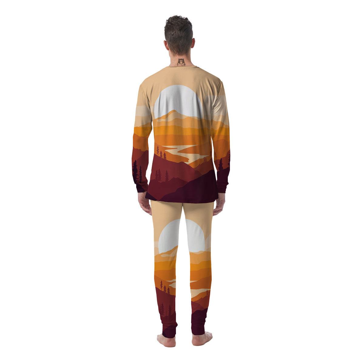 Autumn Mountains Sunset Print Men's Pajamas-grizzshop