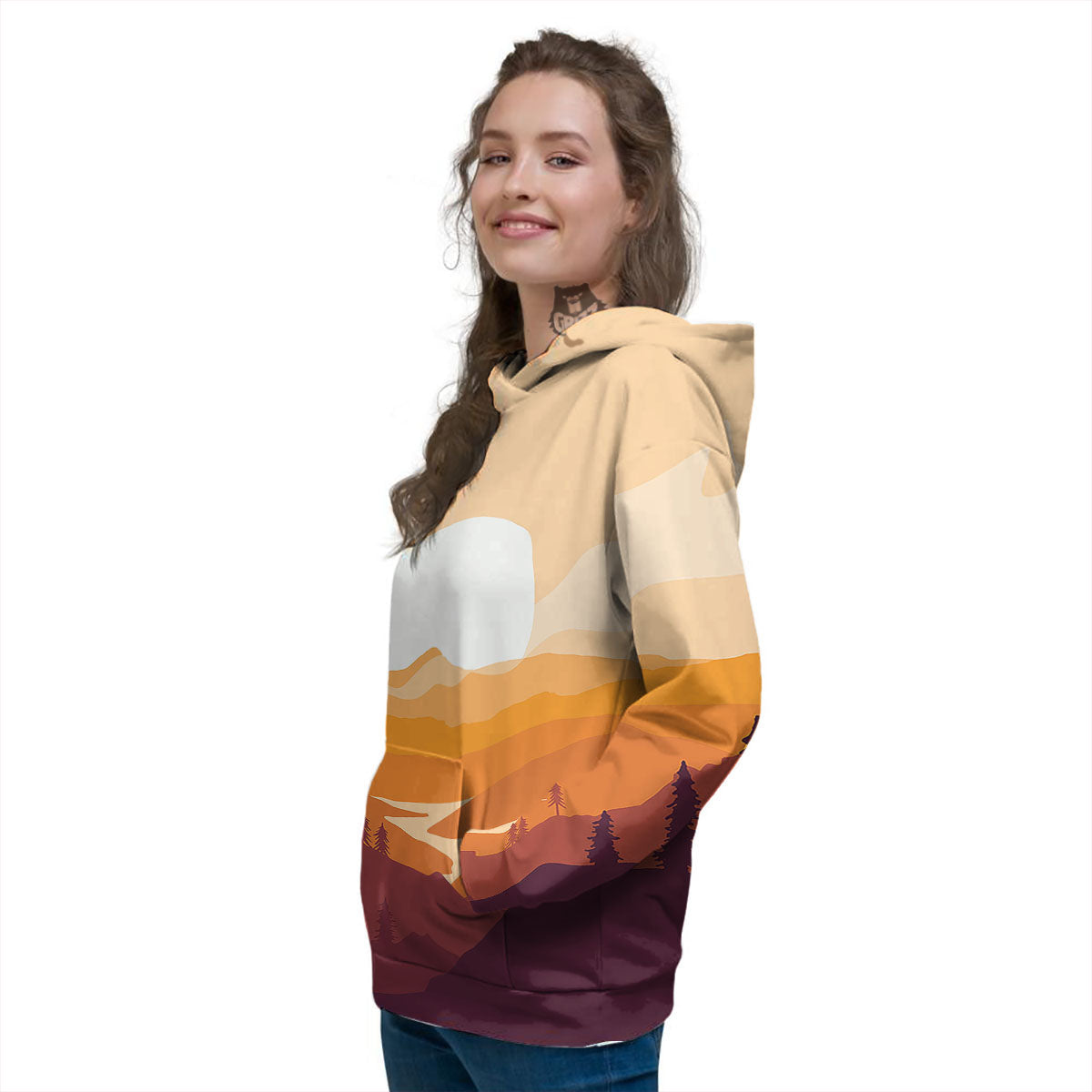 Autumn Mountains Sunset Print Women's Hoodie-grizzshop