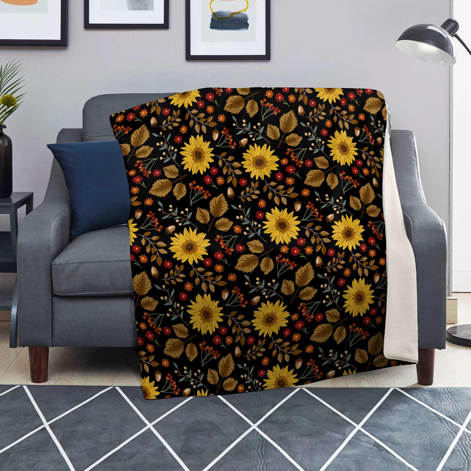 Autumn Sunflower Blanket-grizzshop