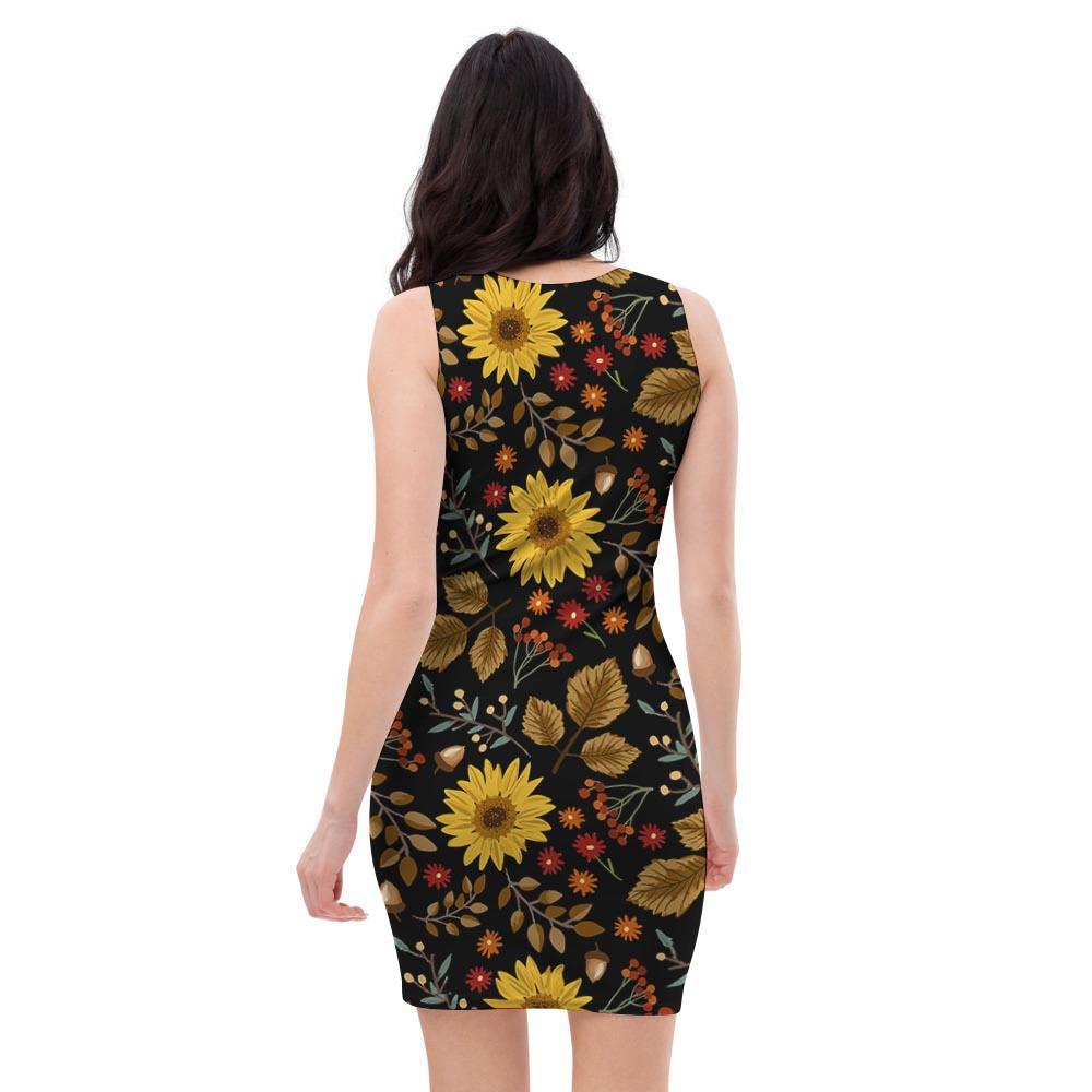 Autumn Sunflower Bodycon Dress-grizzshop