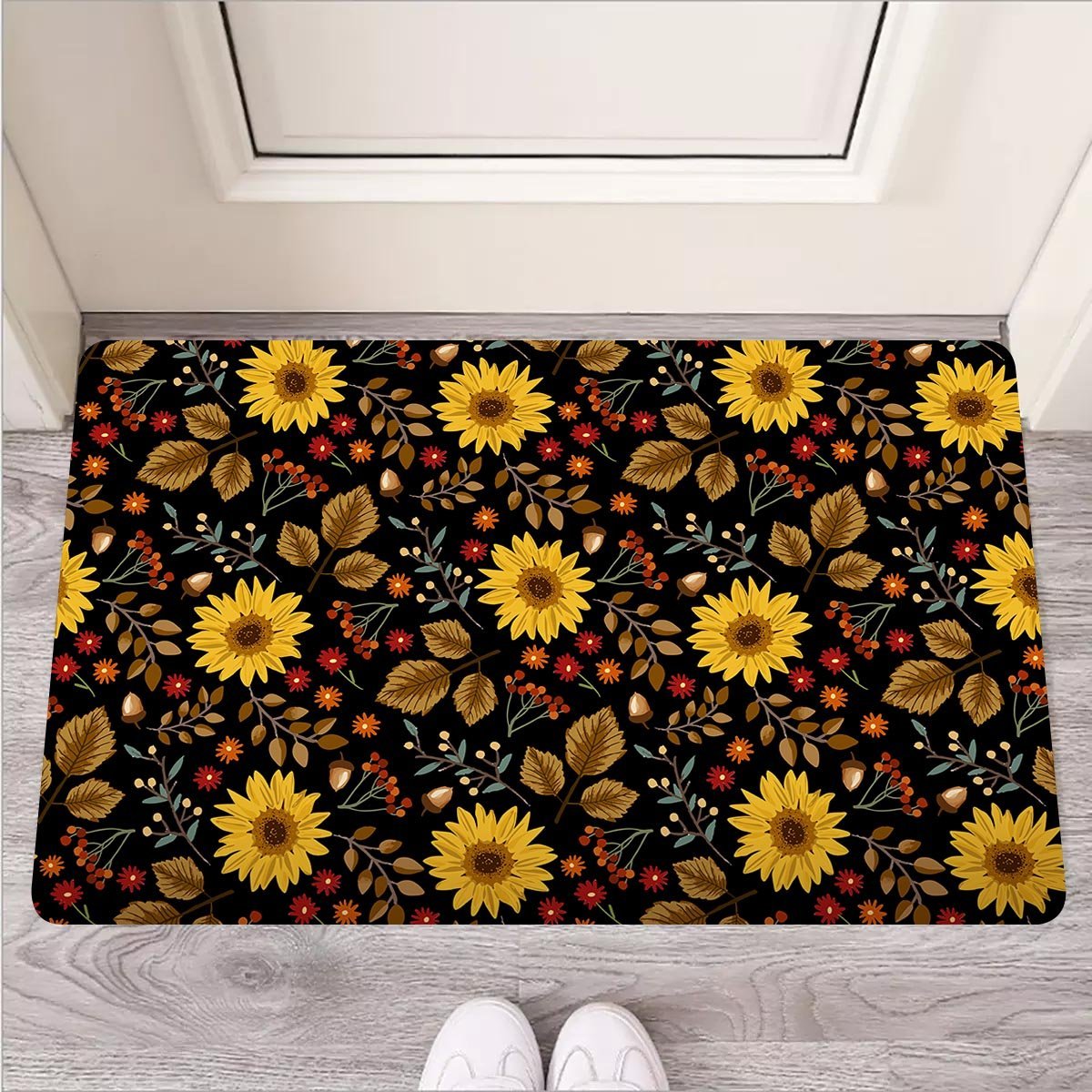 Autumn Sunflower Door Mat-grizzshop