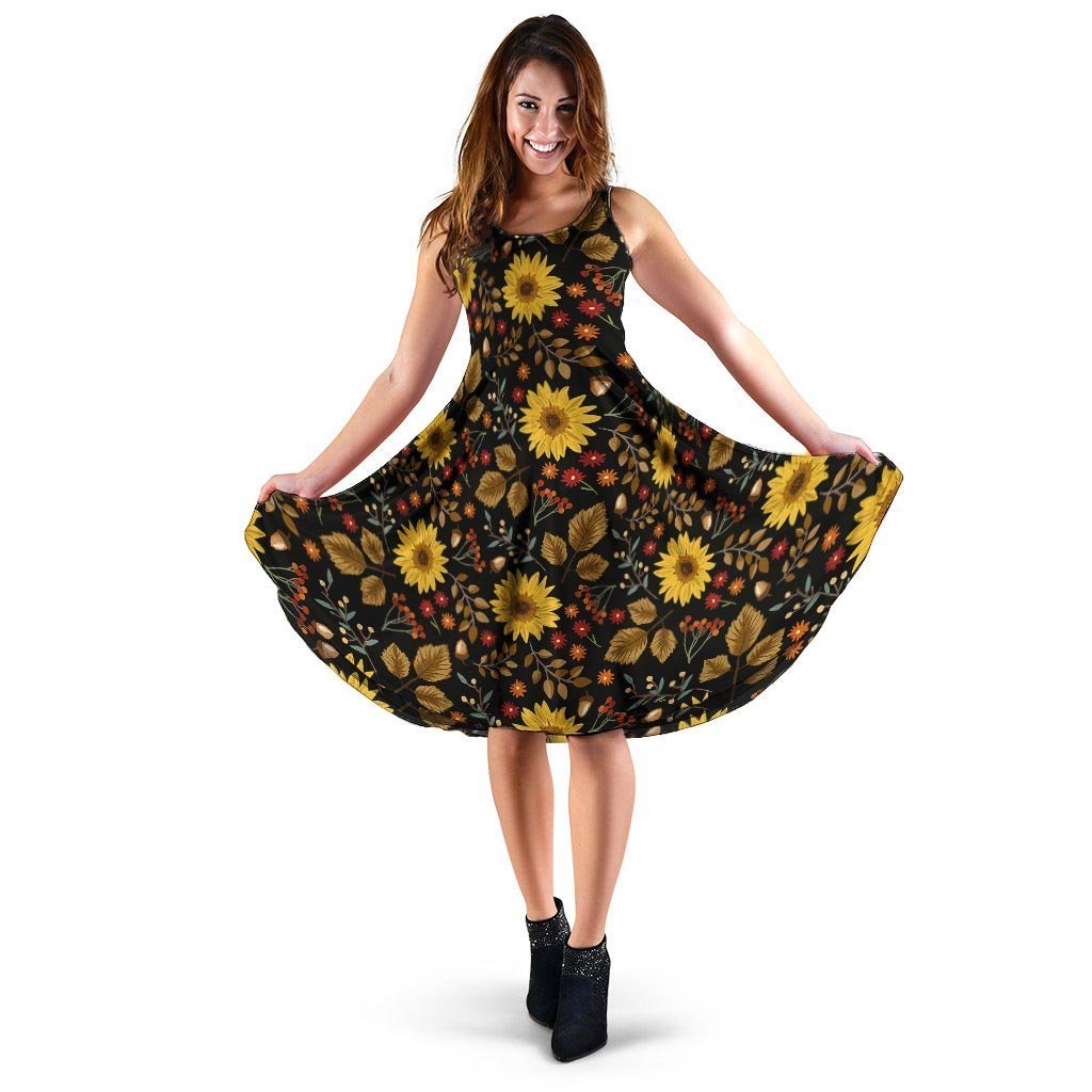 Autumn Sunflower Dress-grizzshop