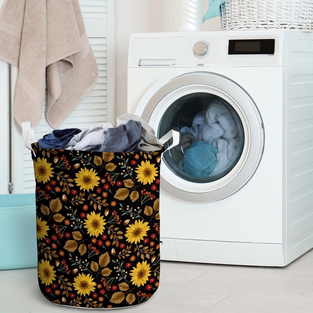 Autumn Sunflower Laundry Basket-grizzshop