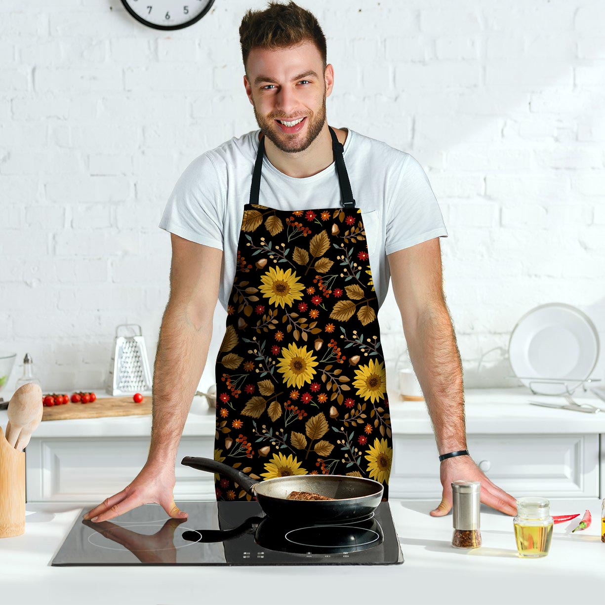 Autumn Sunflower Men's Apron-grizzshop