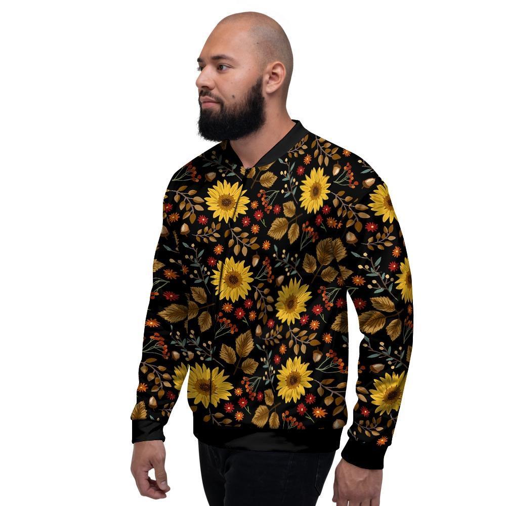 Autumn Sunflower Men's Bomber Jacket-grizzshop