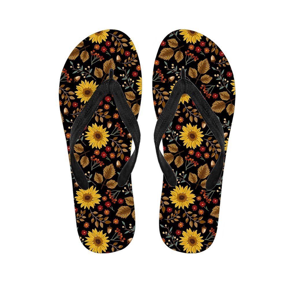 Autumn Sunflower Men's Flip Flops-grizzshop