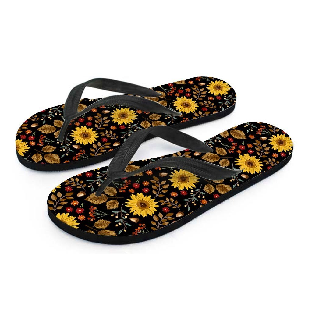 Autumn Sunflower Men's Flip Flops-grizzshop