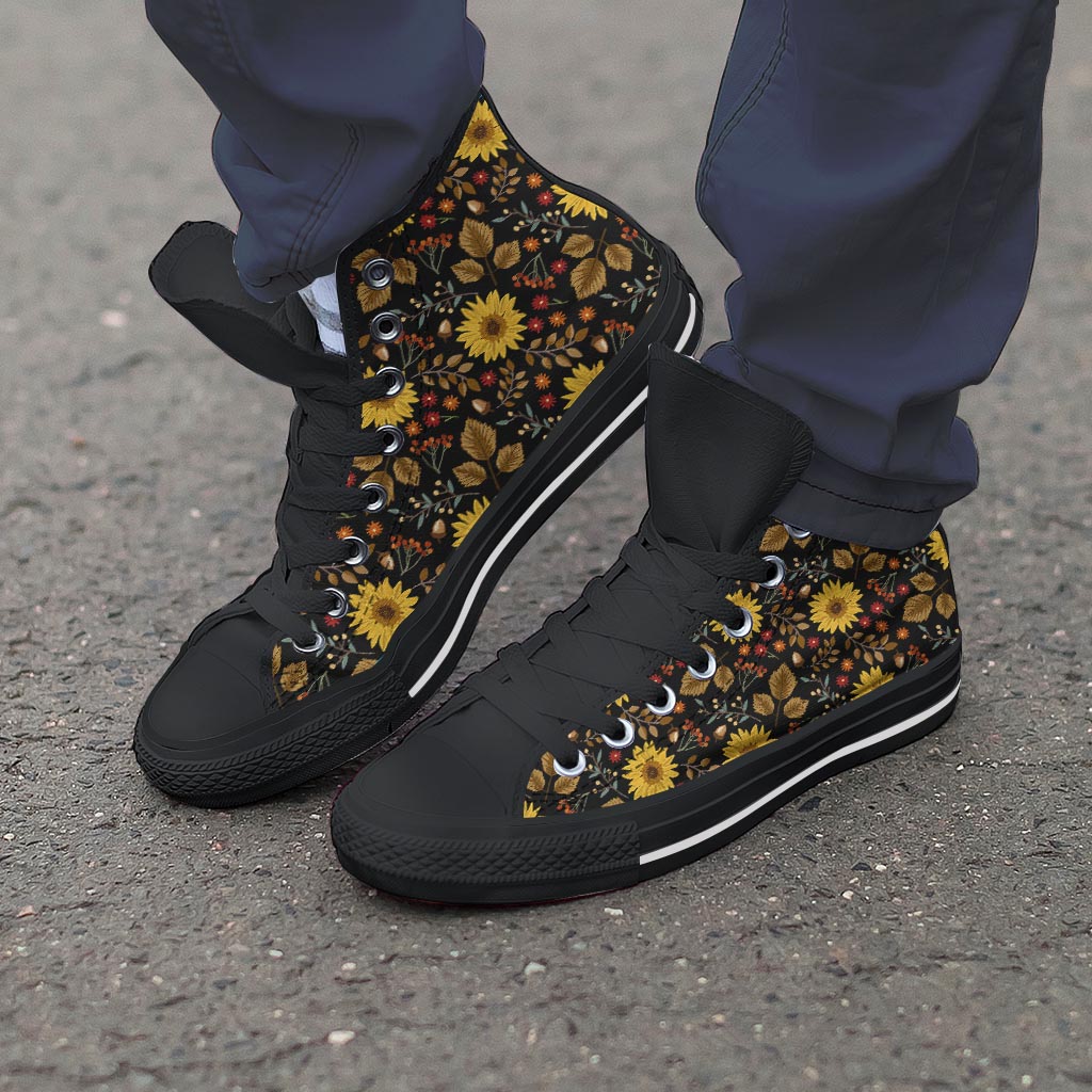 Autumn Sunflower Men's High Top Shoes-grizzshop