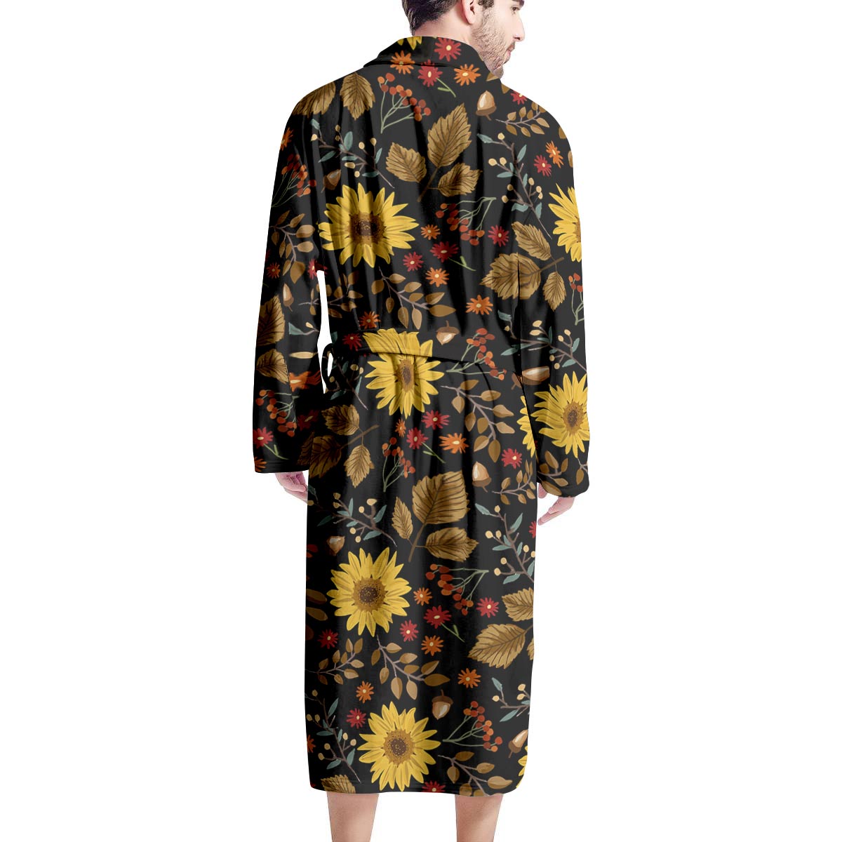 Autumn Sunflower Men's Robe-grizzshop