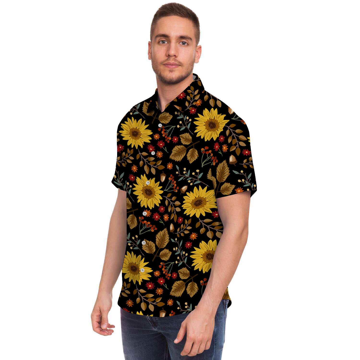 Autumn Sunflower Men's Short Sleeve Shirt-grizzshop