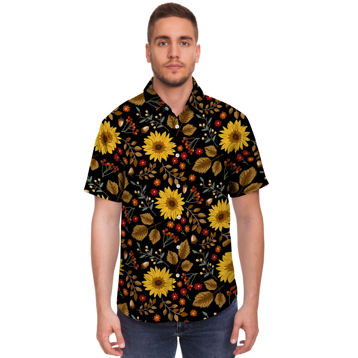 Autumn Sunflower Men's Short Sleeve Shirt-grizzshop