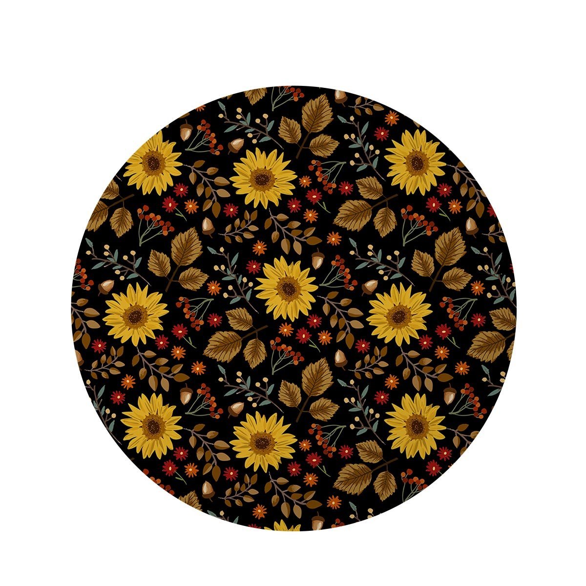 Autumn Sunflower Round Rug-grizzshop