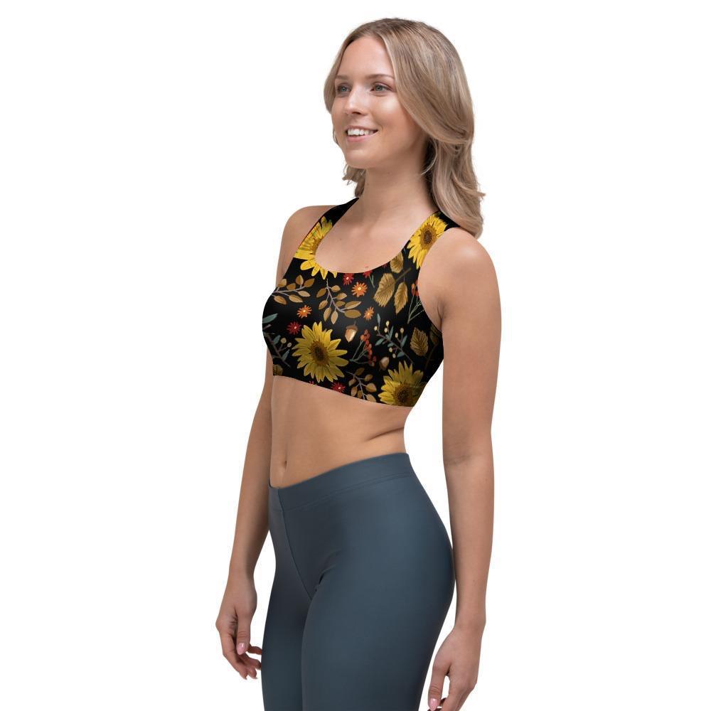 Autumn Sunflower Sports Bra-grizzshop