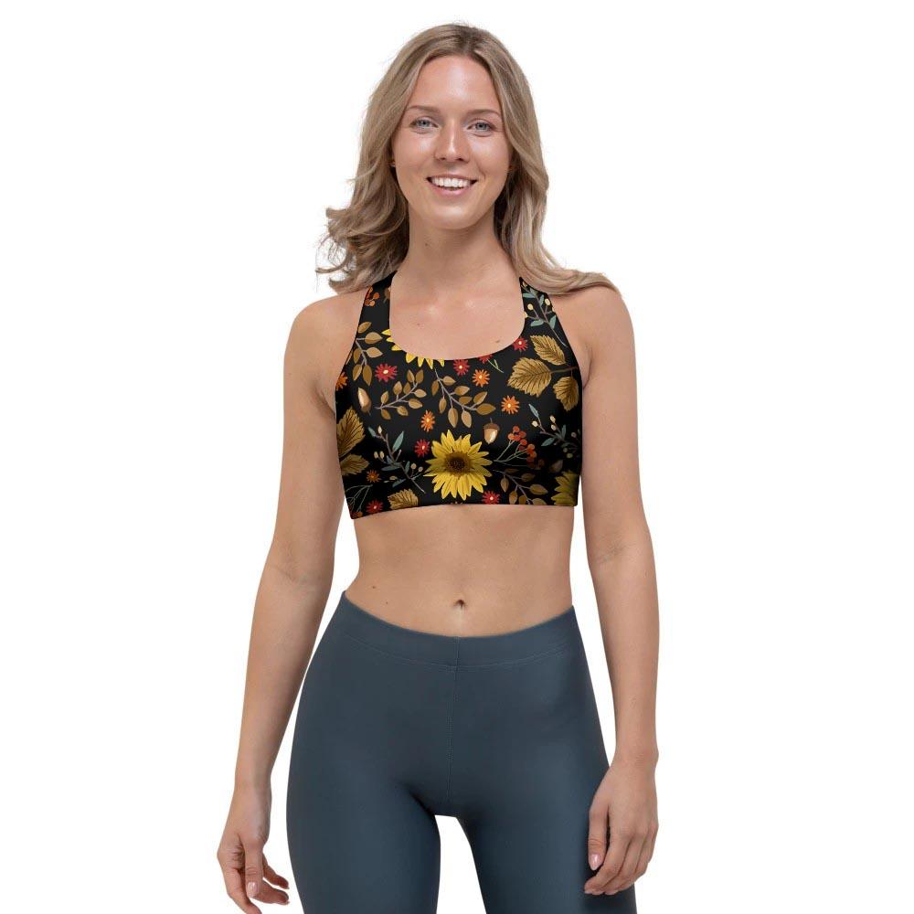 Autumn Sunflower Sports Bra-grizzshop