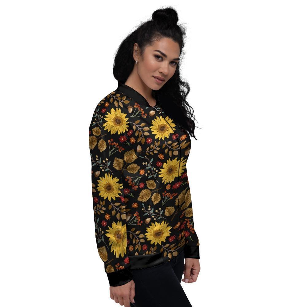 Autumn Sunflower Women's Bomber Jacket-grizzshop
