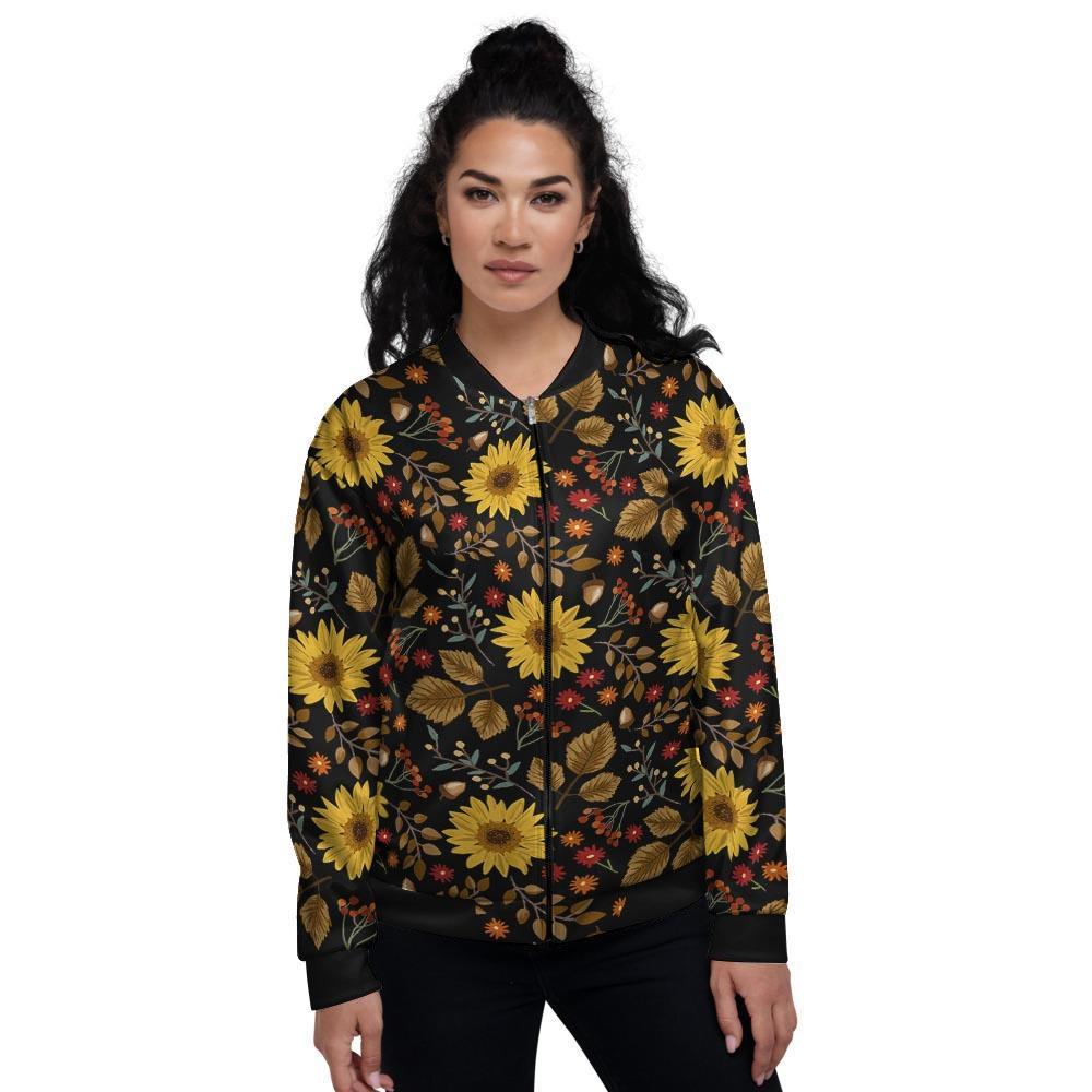 Autumn Sunflower Women's Bomber Jacket-grizzshop