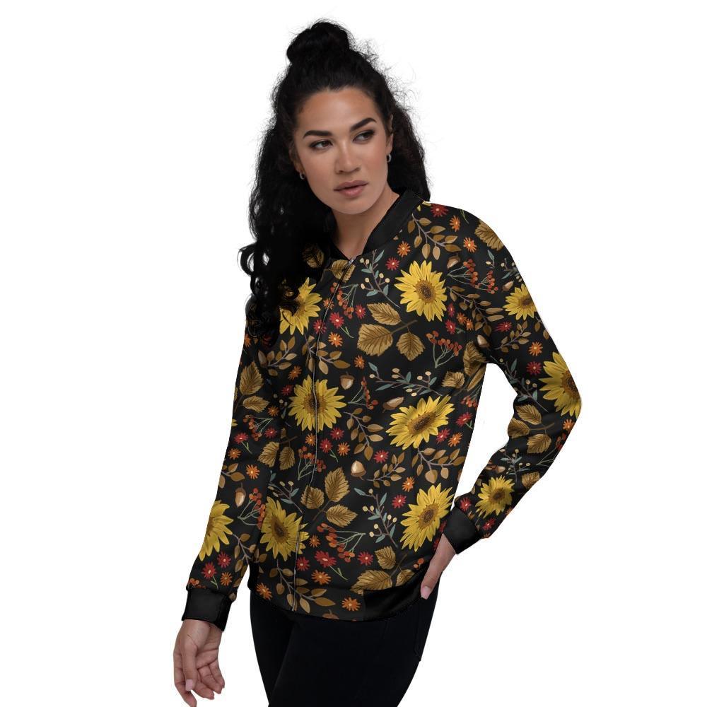 Autumn Sunflower Women's Bomber Jacket-grizzshop