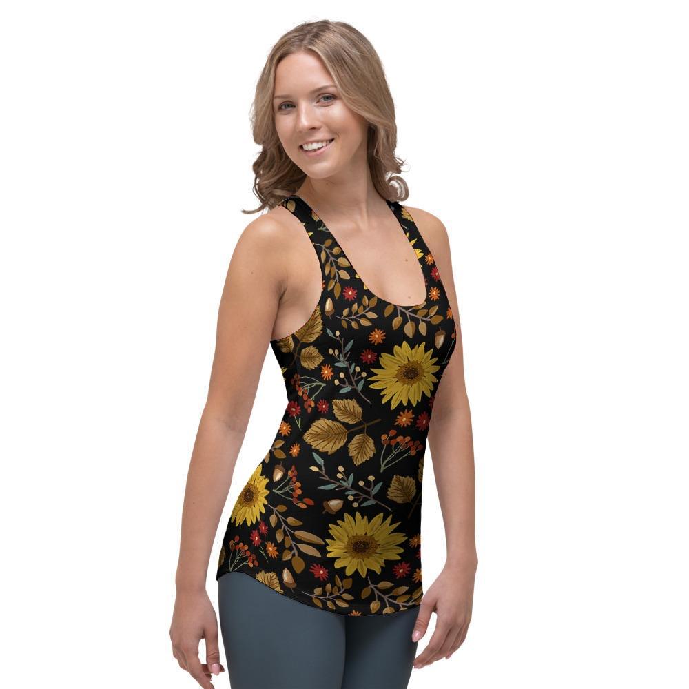 Autumn Sunflower Women's Racerback Tank Top-grizzshop