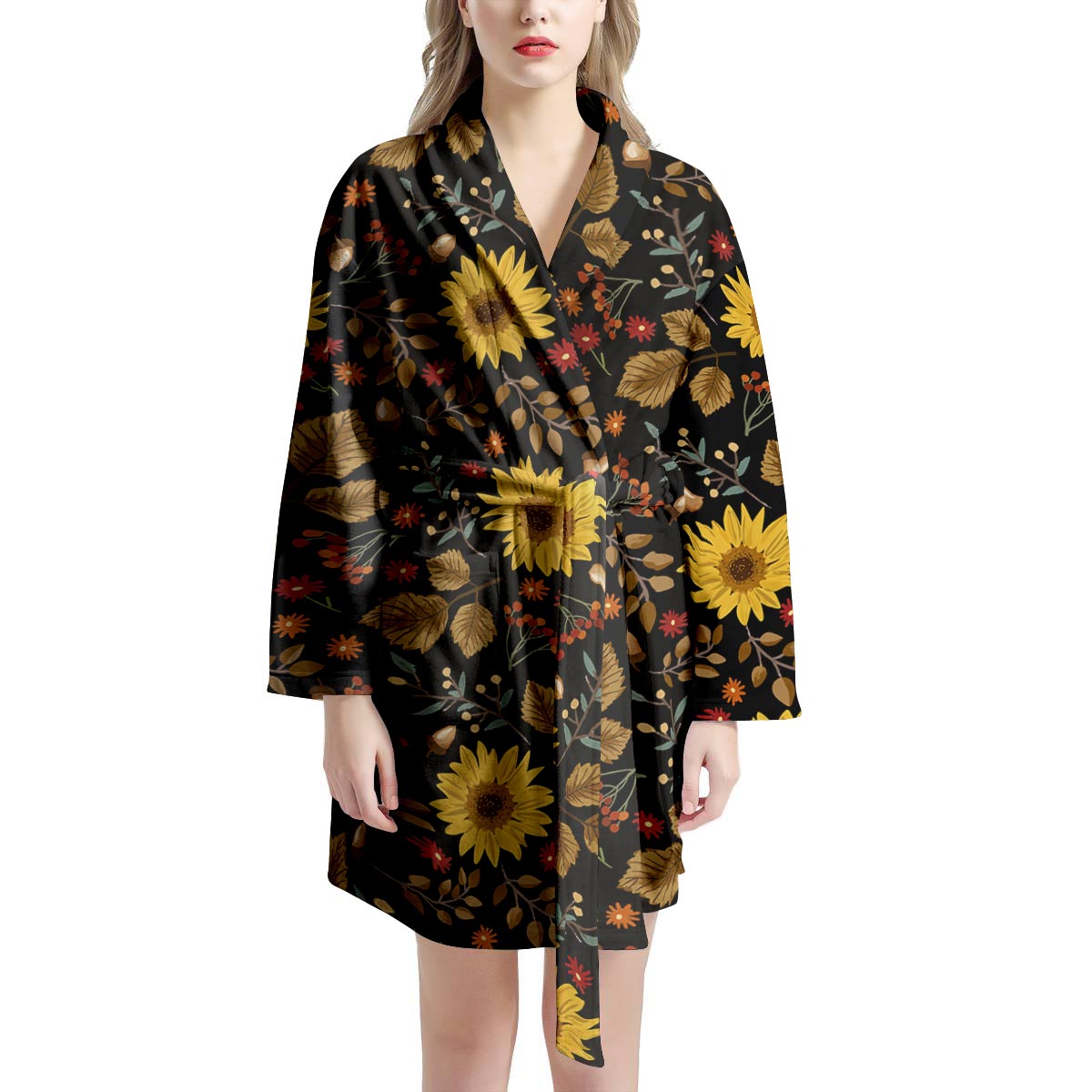 Autumn Sunflower Women's Robe-grizzshop