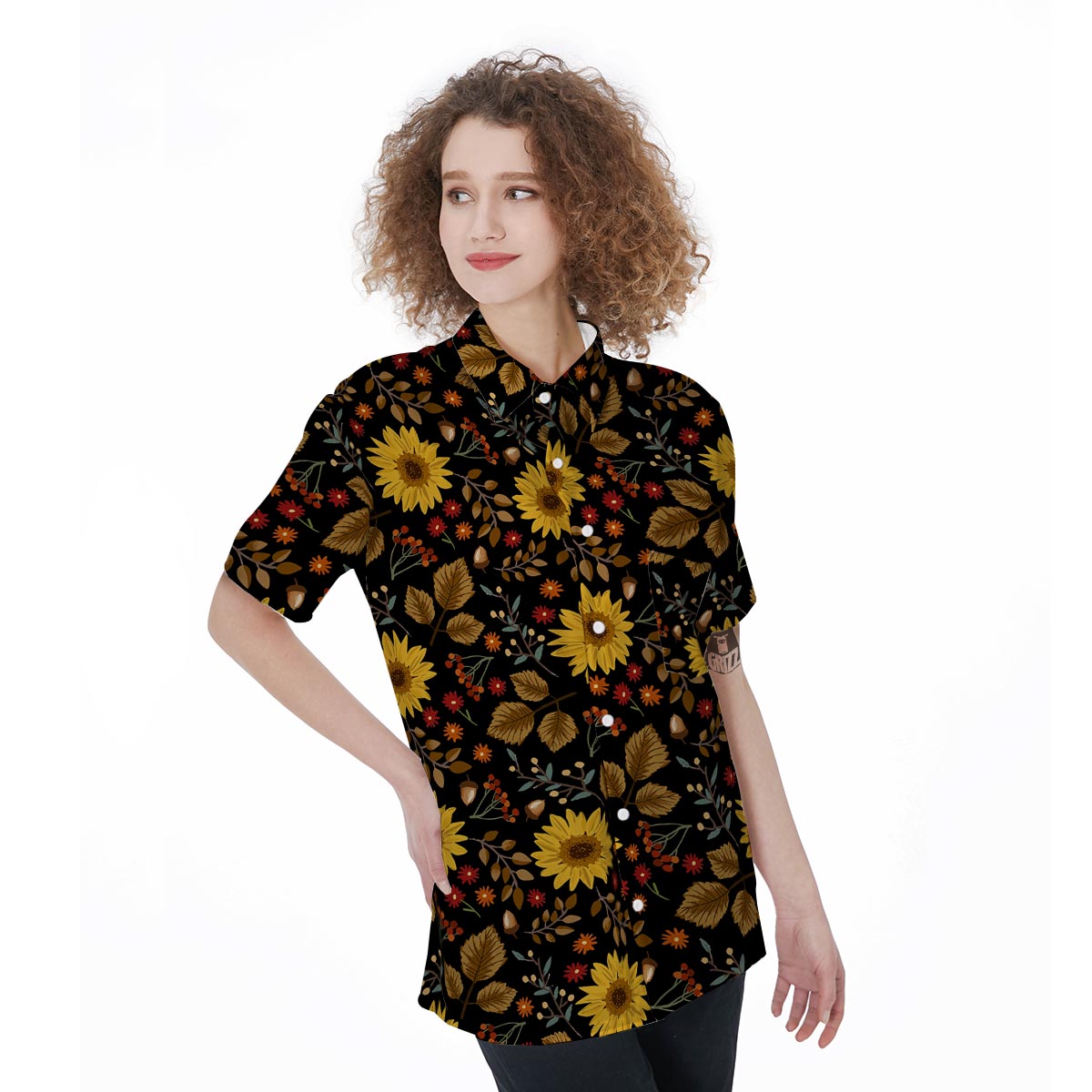 Autumn Sunflower Women's Short Sleeve Shirts-grizzshop