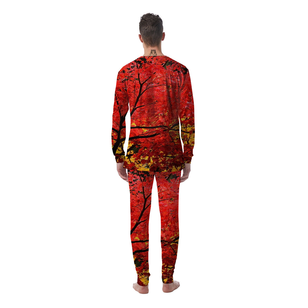 Autumn Trees Red Print Men's Pajamas-grizzshop