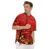 Autumn Trees Red Print Men's Short Sleeve Shirts-grizzshop