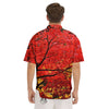 Autumn Trees Red Print Men's Short Sleeve Shirts-grizzshop