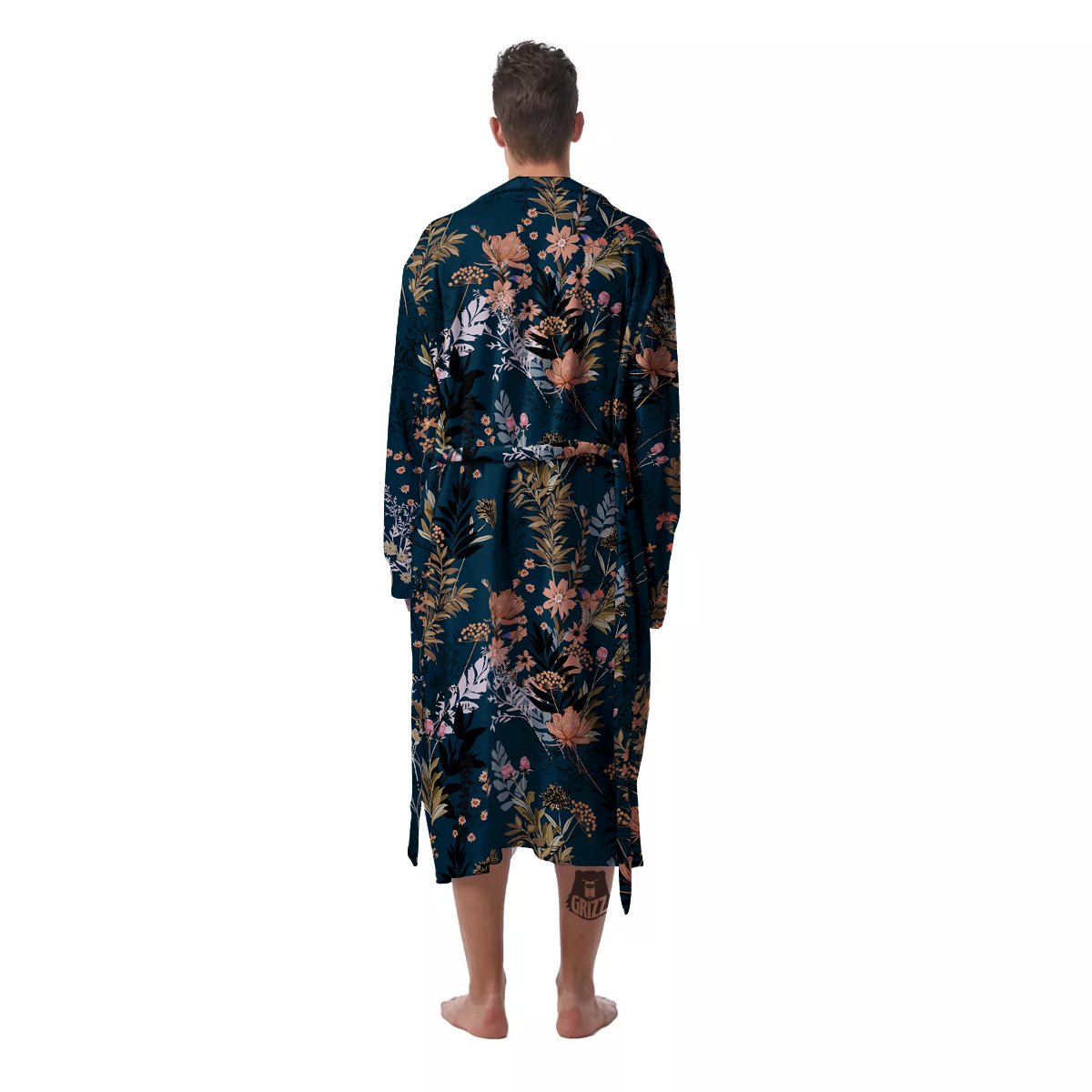 Autumn Vintage Print Pattern Men's Robe-grizzshop