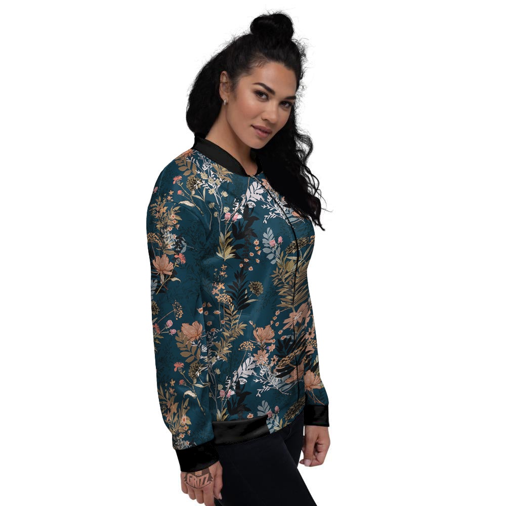 Autumn Vintage Print Pattern Women's Bomber Jacket-grizzshop