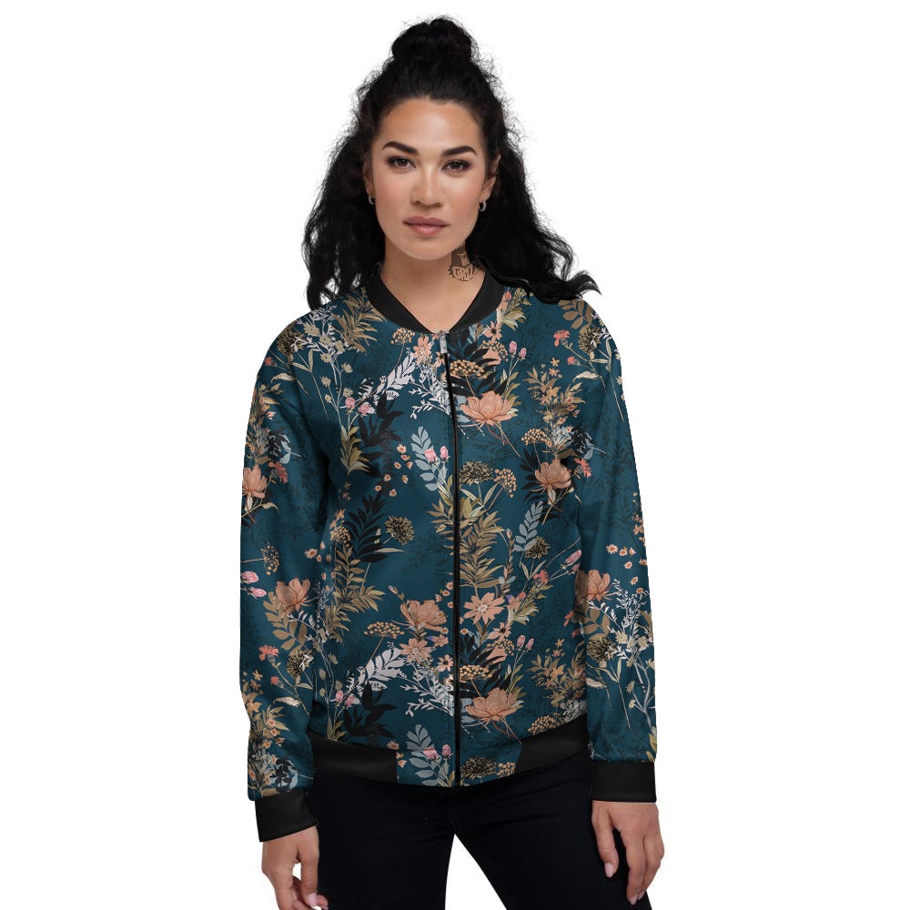 Autumn Vintage Print Pattern Women's Bomber Jacket-grizzshop