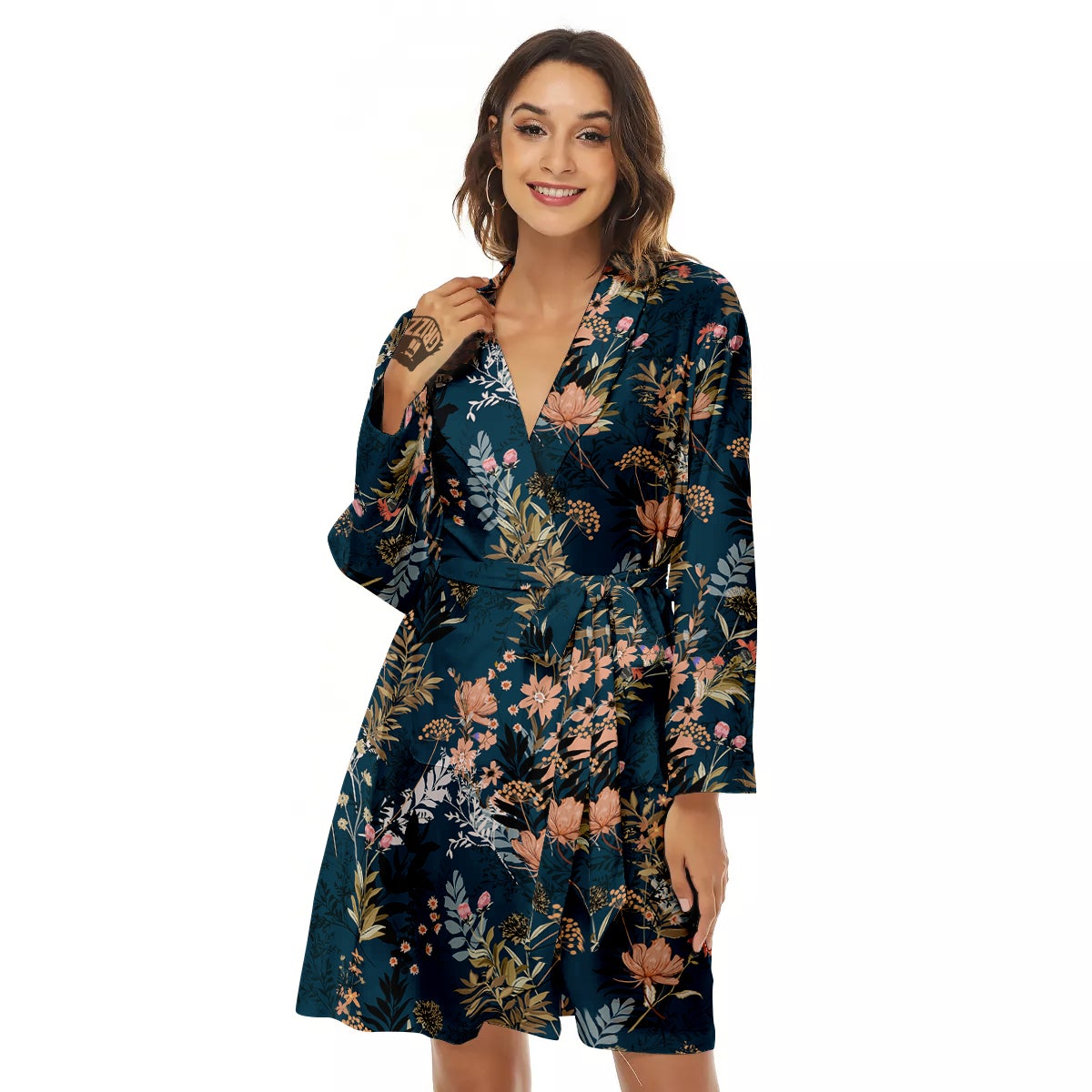 Autumn Vintage Print Pattern Women's Robe-grizzshop