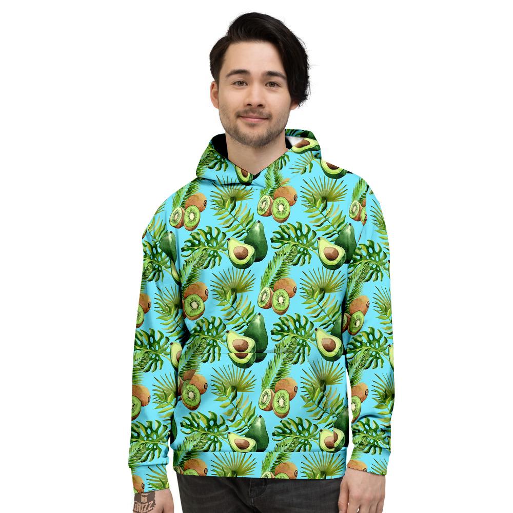 Avocado And Watercolor Kiwi Print Pattern Men's Hoodie-grizzshop