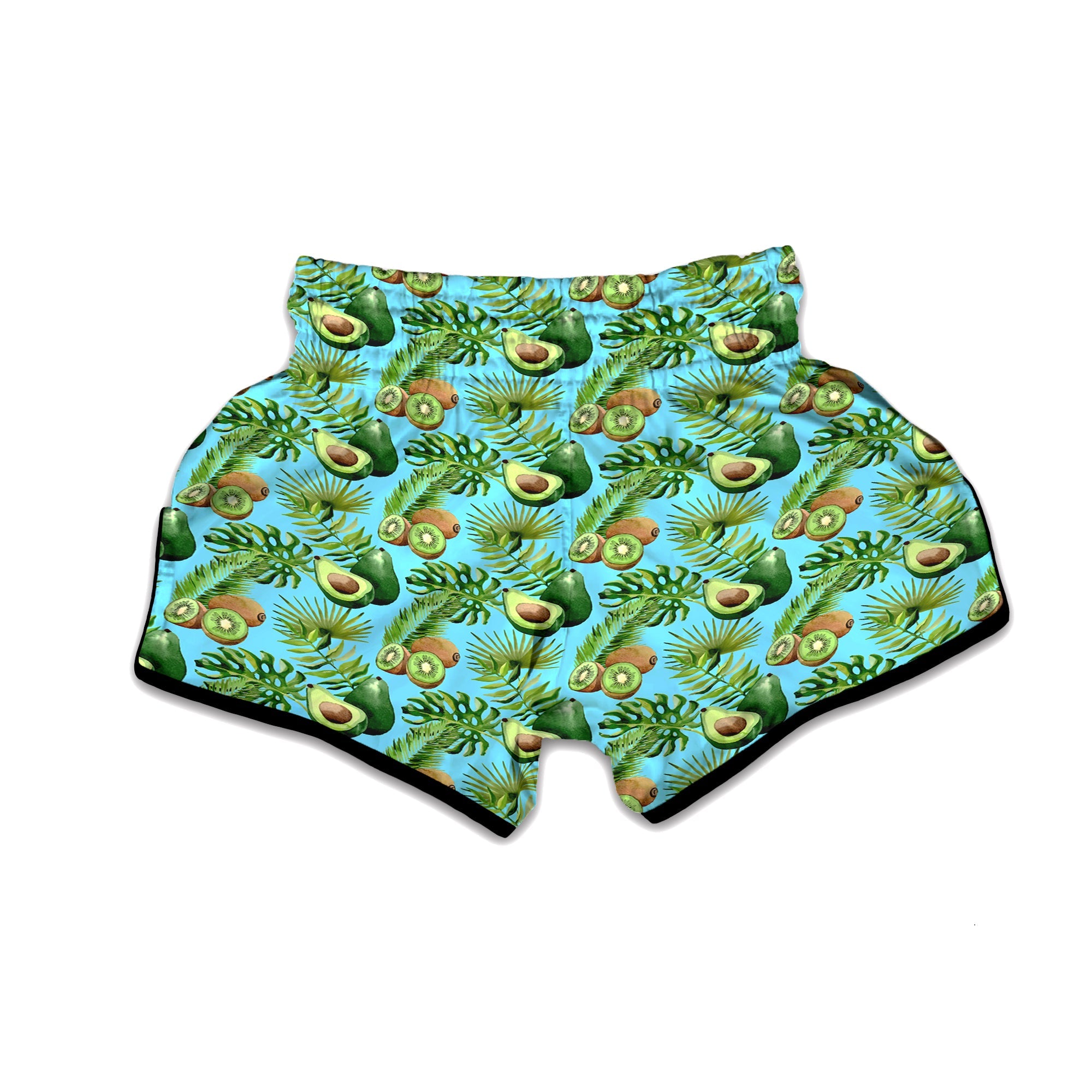 Avocado And Watercolor Kiwi Print Pattern Muay Thai Boxing Shorts-grizzshop