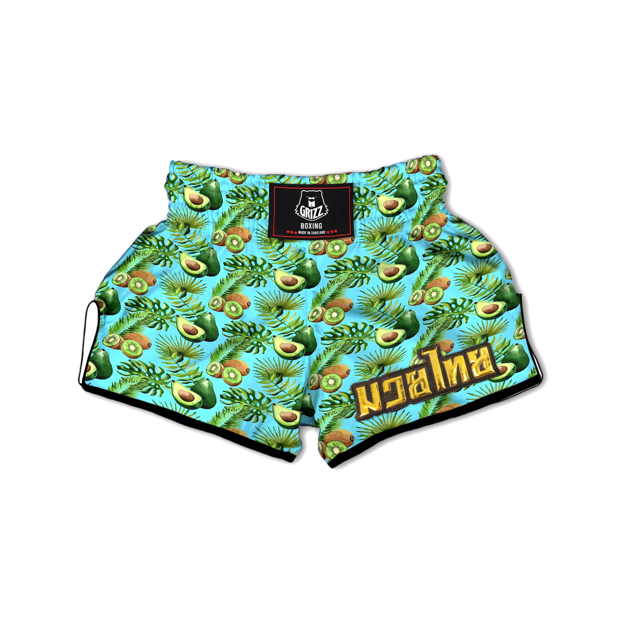 Avocado And Watercolor Kiwi Print Pattern Muay Thai Boxing Shorts-grizzshop