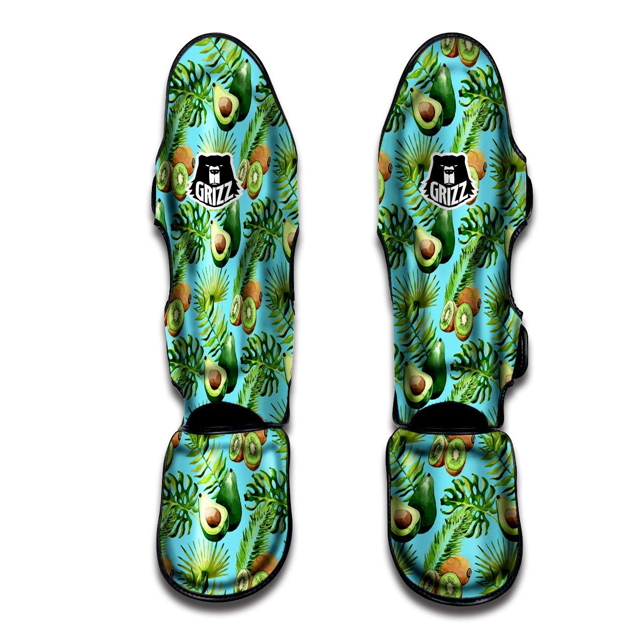 Avocado And Watercolor Kiwi Print Pattern Muay Thai Shin Guards-grizzshop