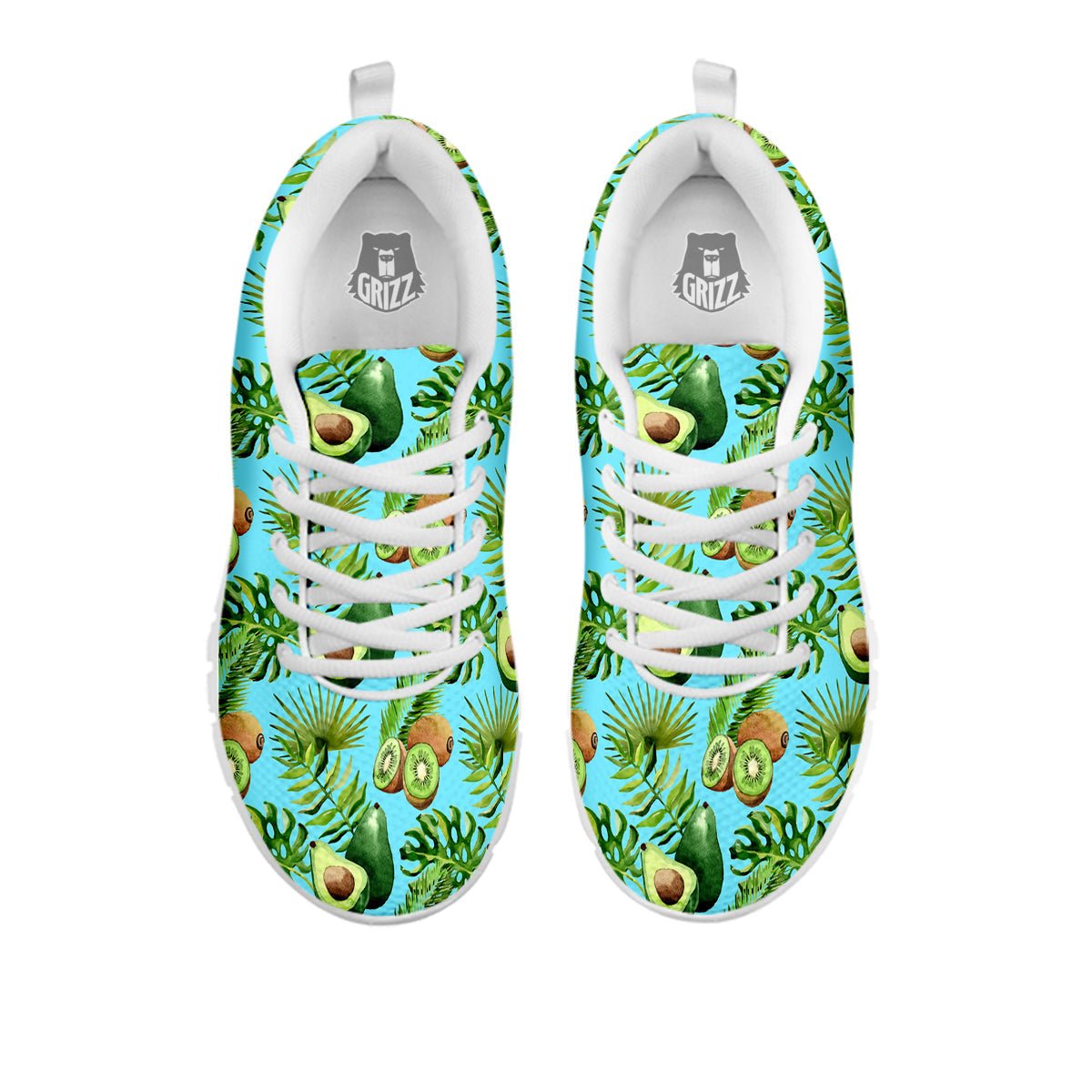 Avocado And Watercolor Kiwi Print Pattern White Sneaker-grizzshop